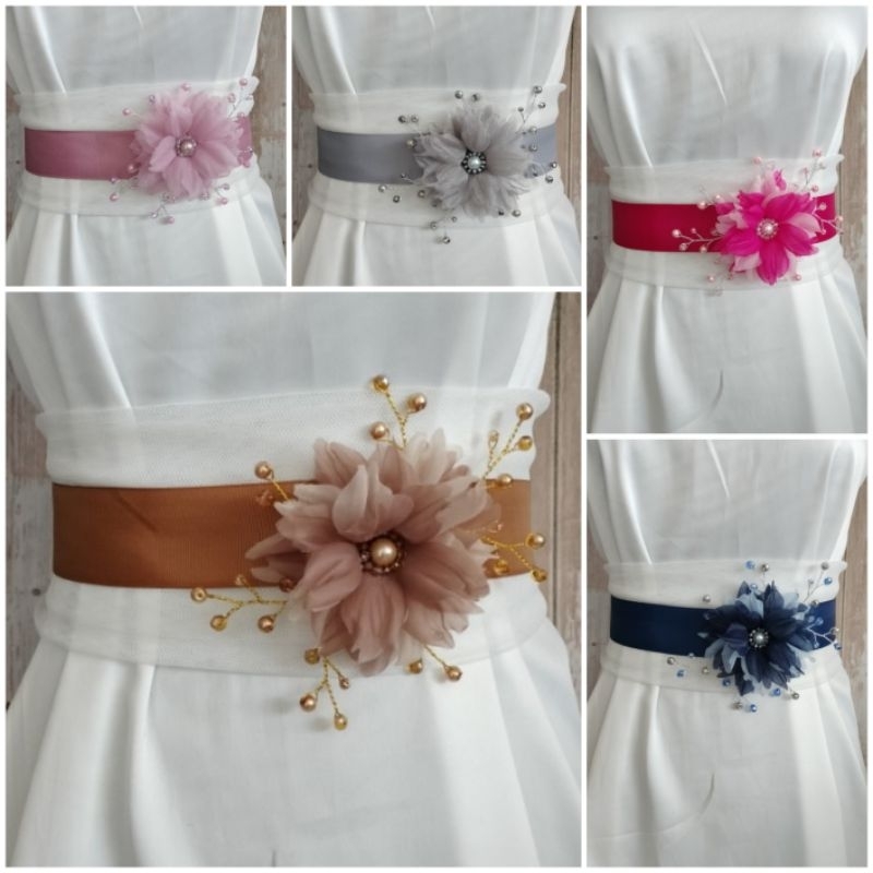 Ikat pinggang bunga/ Hiasan gaun pesta/ kebaya pesta/ Belt bridal/ aksesoris gaun/ handmade flower a