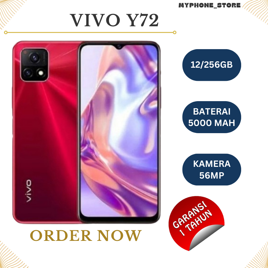 VIVO Y72 5G RAM 12/256GB FULLSET GARANSI 12 BULAN