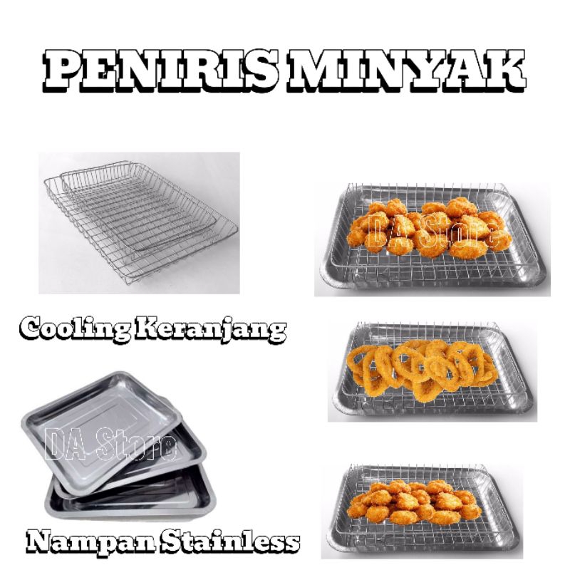 PENIRIS MINYAK satu set/ Cooling Rack Peniris Minyak gorengan/ satu set Cooling+nampan stainless/ Co