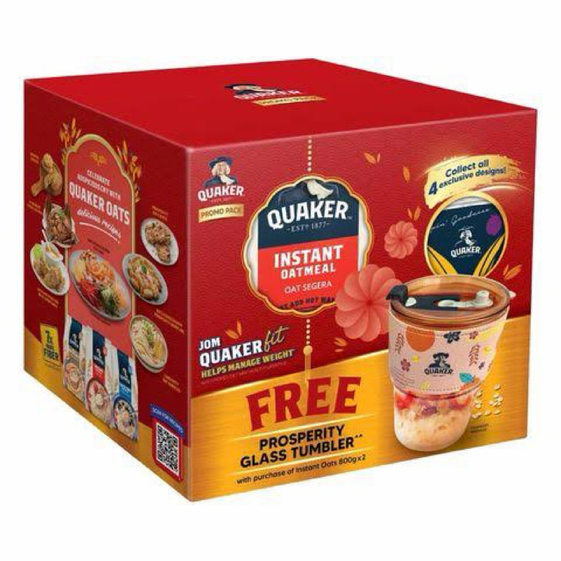 

QUAKER SEREAL ASLI MALAYSIA [1 BOX ISI 2 BUNGKUS @800G FREE TUMBLER CANTIK] | QUAKER OAT MEAL | QUACKER | QUAKER CEREAL | QUAKER INSTANT OATMEAL SEGERA | JOM QUAKER FIT CLUB