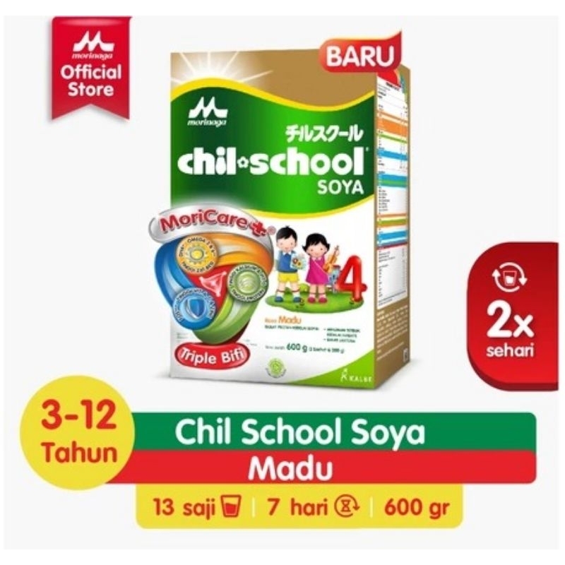 

Morinaga Chil School Soya 4 Susu Pertumbuhan 3-12 tahun 600GR