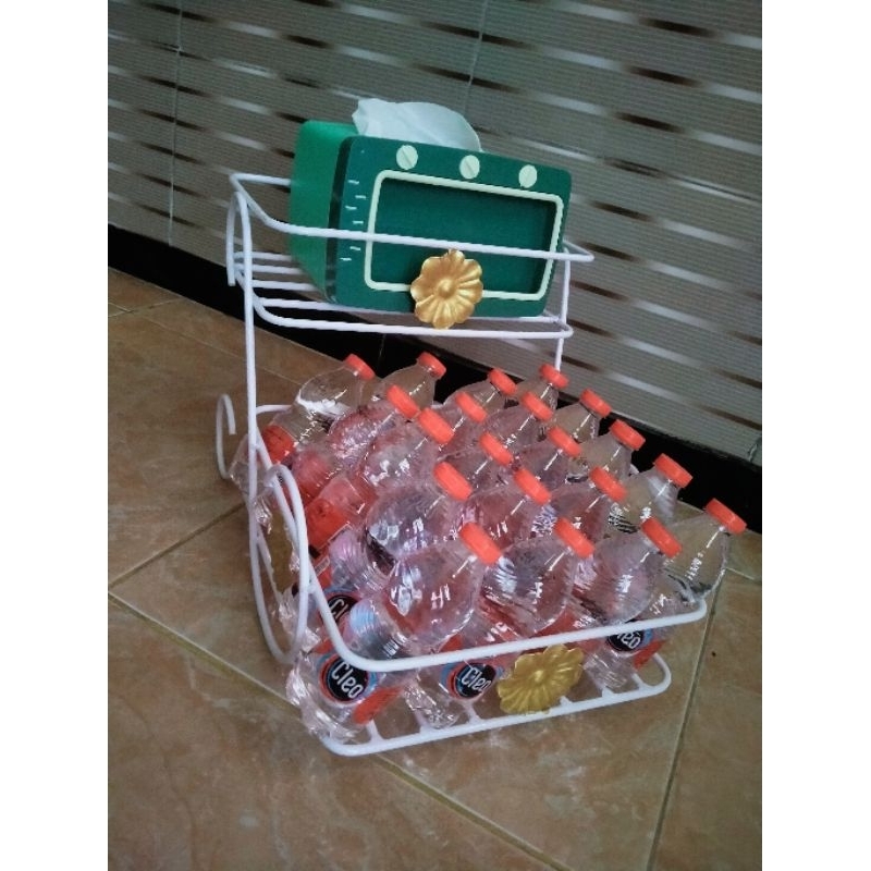 Rak tempat botol minum dan tissu untuk hari lebaran model minimalisan besi sangat kuat