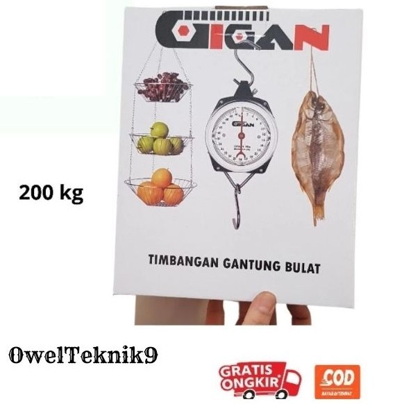 OwelTeknik9 - Timbangan Bulat Gantung Gigan 200kg Timbangan Gantung Besi 200kg Timbangan Gantung Jar