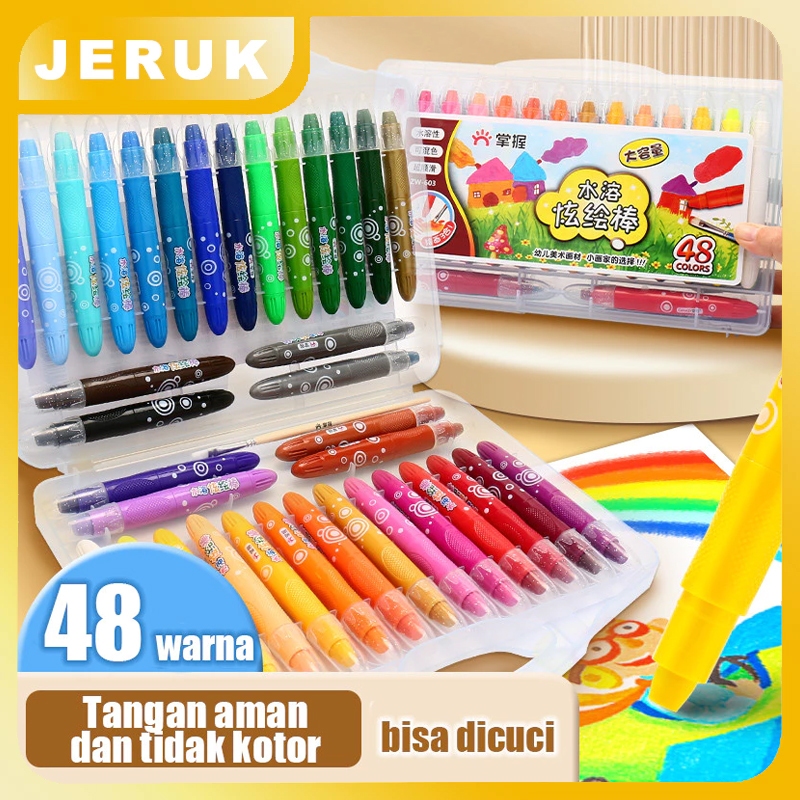 

【Ready】Grasp Crayon Set 48 Warna Mata Sedang Silky Crayon Water Soluble Crayons Krayon Licin Grasp
