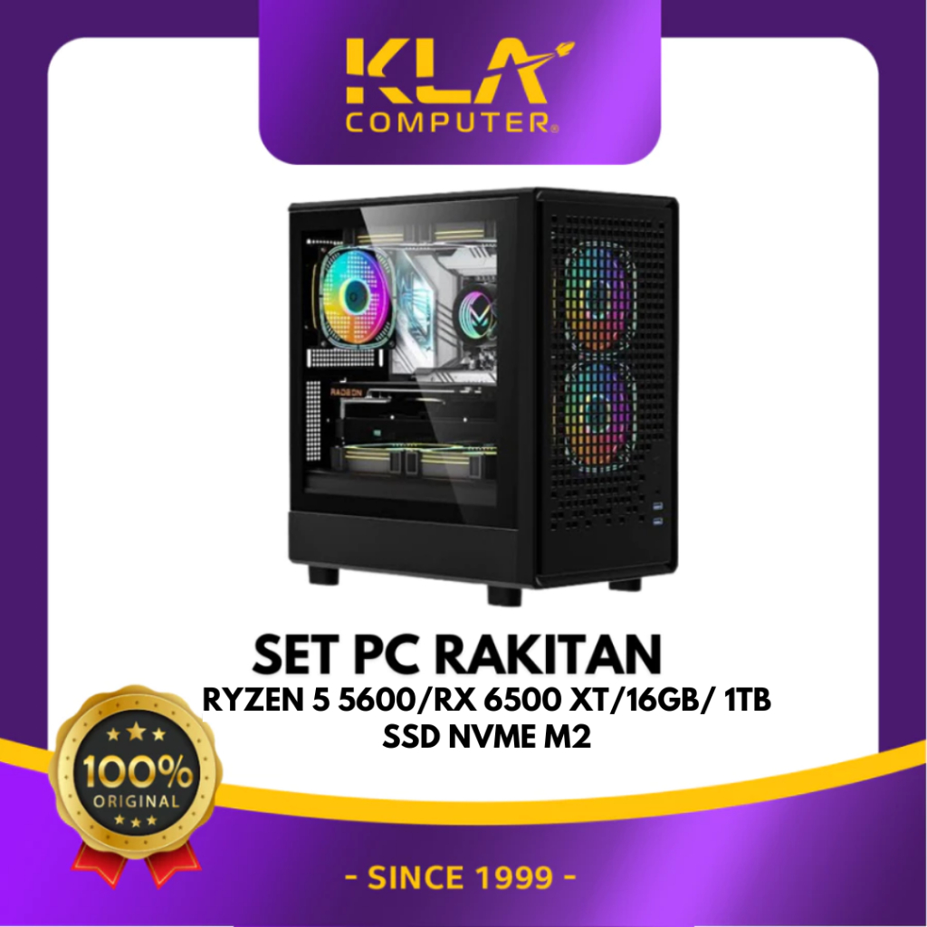 SET PC RAKITAN RYZEN 5 RX 6500 / 16GB/1 TB SSD NVME M2