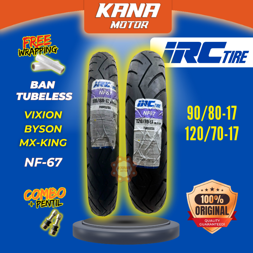 [BISA COD] BAN LUAR IRC TIRE TUBELESS NF67 RING 17 90/80 120/70 R17 RING 17 VIXION BYSON MX KING TUB