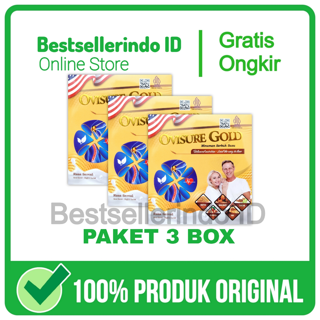 

3 Box Susu Ovisure Gold Original Untuk Penyakit Tulang Dan Sendi Original Asli