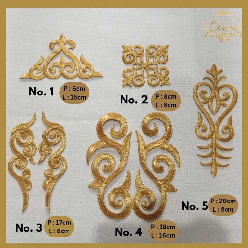 Kain Bordir Emas/Hiasan Baju/Aplikasi Hiasan Baju