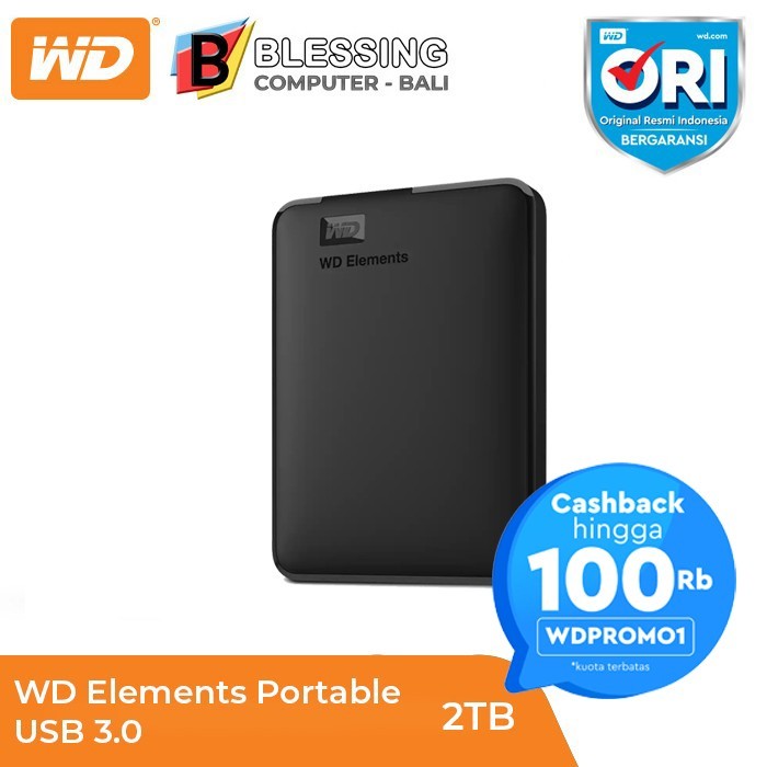 Hardisk External 2TB / Hardisk External WD 2TB Elements (Black)