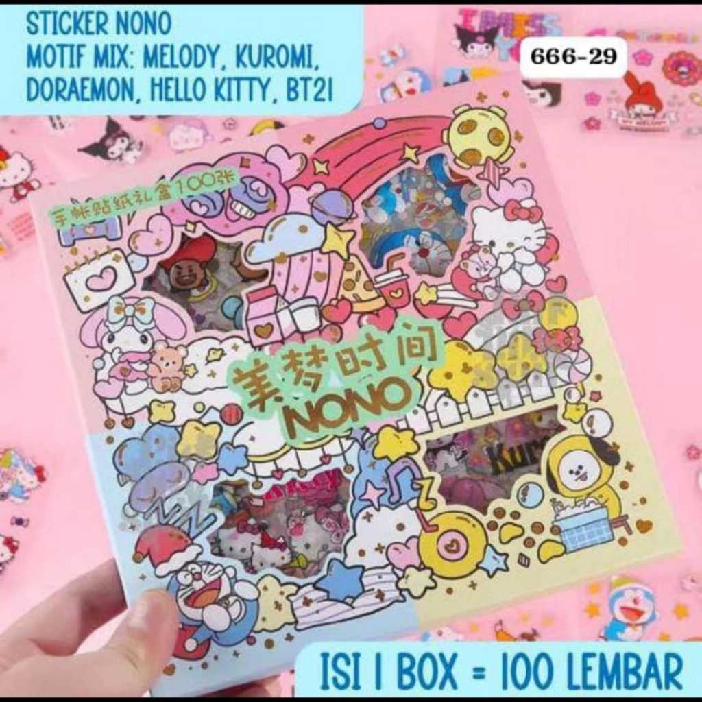 

stiker sanrio viral 3D 100pcs / box mainan tempel karakter kuromi cinnamoroll melody