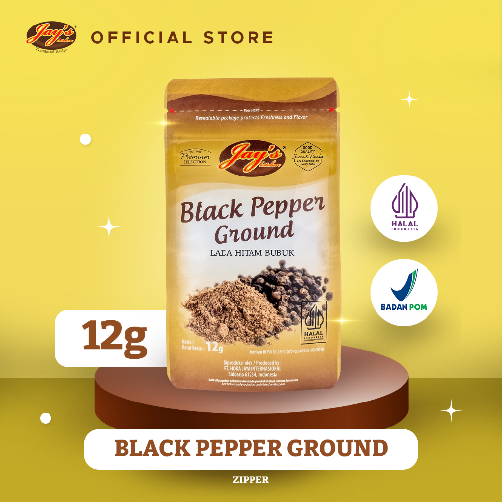 

Jay's Kitchen Black Pepper Ground Zipper 12 GR
