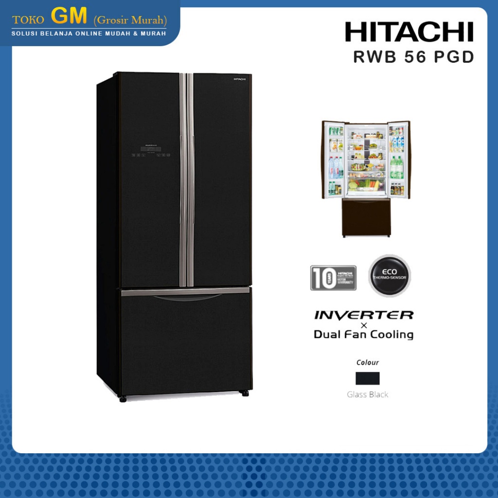 HITACHI RWB56PGD - Kulkas 3 Pintu 455L
