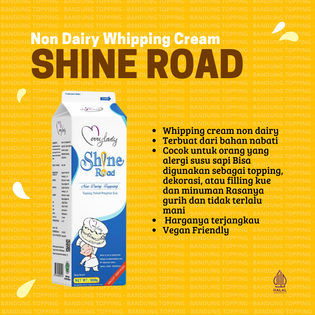 

Shine Road non dairy Whipping Cream 1LT khusus instan