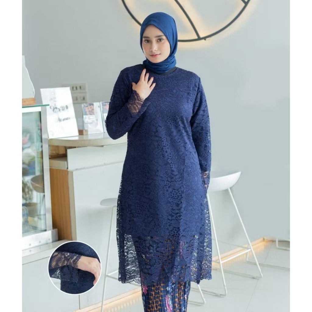 PROMO DISKON 30% SETELAN KEBAYA TUNIK-SETELAN KEBAYA TUNIK BROKAT JUMBO -Setelan Kebaya Tunik Brukat