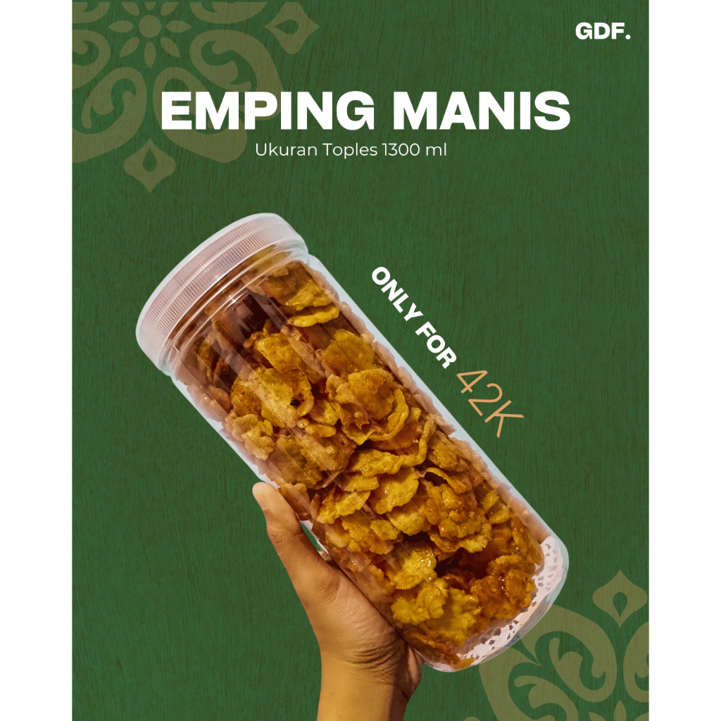 

Snack Lebaran Emping Manis/Gem Rose/Kacang Medan/Spring Roll 1300 ml