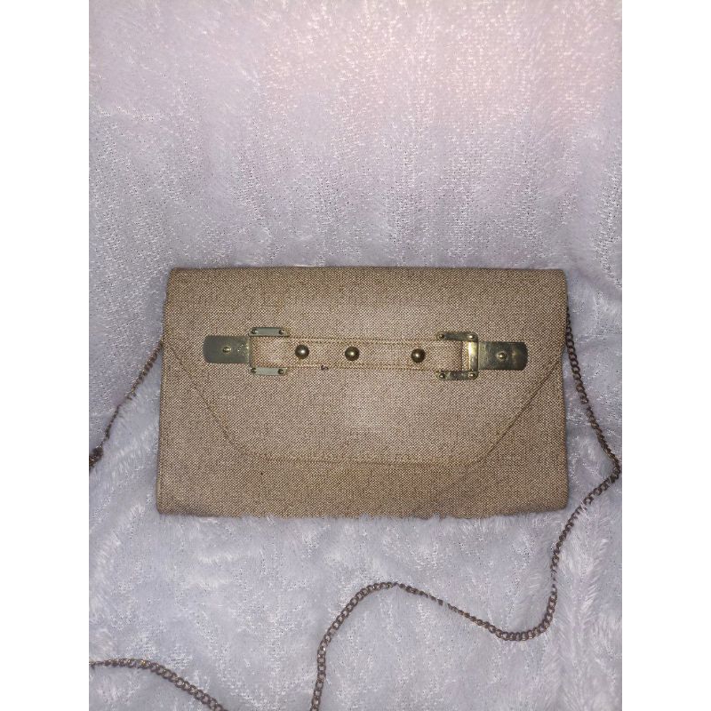 tas clutch gold elegant preloved