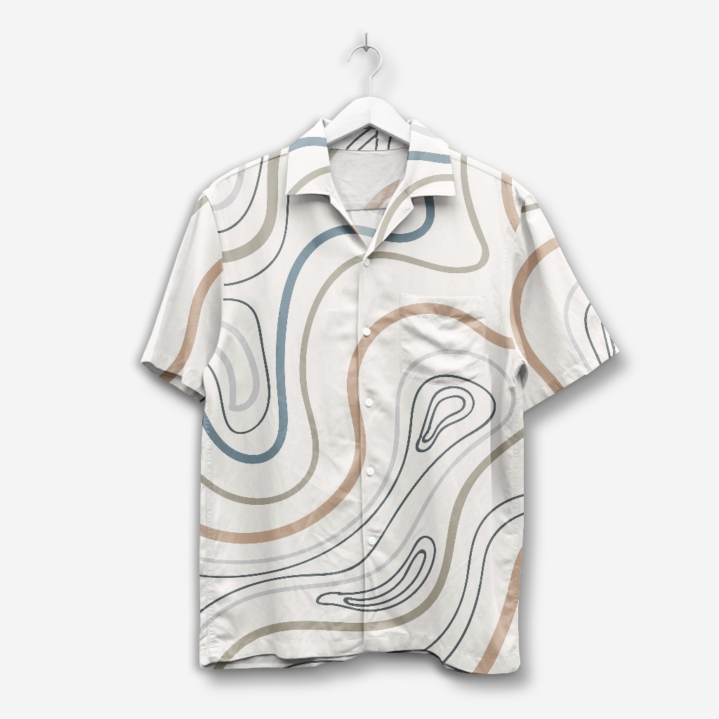 Atasan Hem Pria Open Collar - Earth tone ID4034856