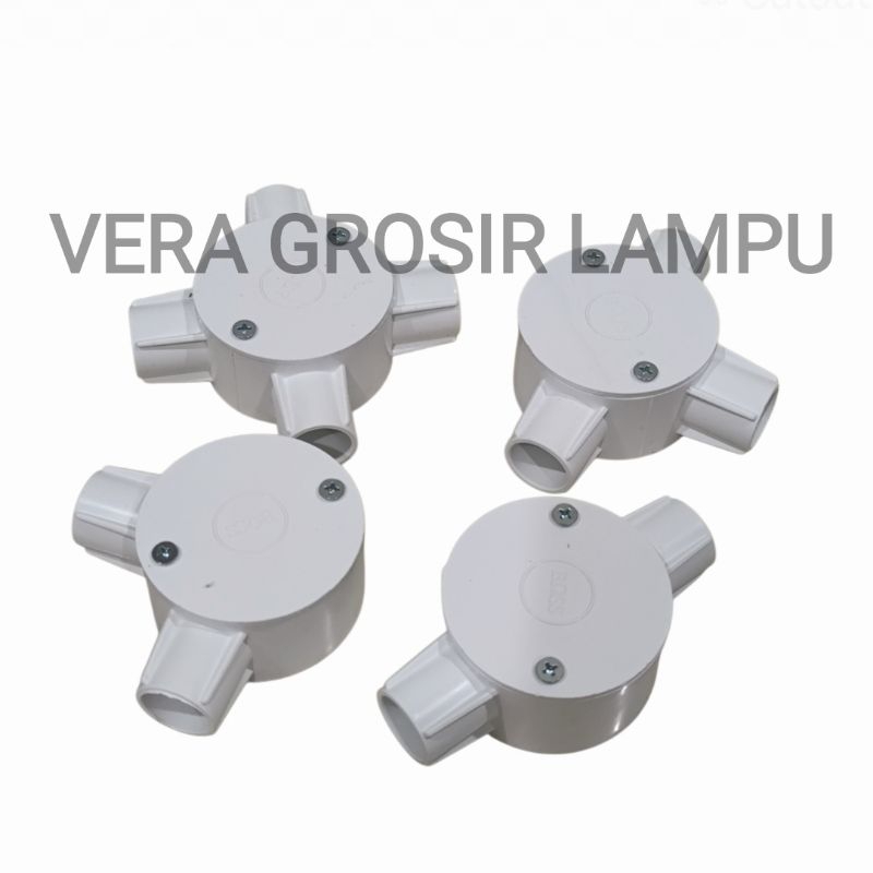 BOSS T-dus putih cabang 2 3 4 20mm / T dus putih kaki 2 3 4 20mm BOSS