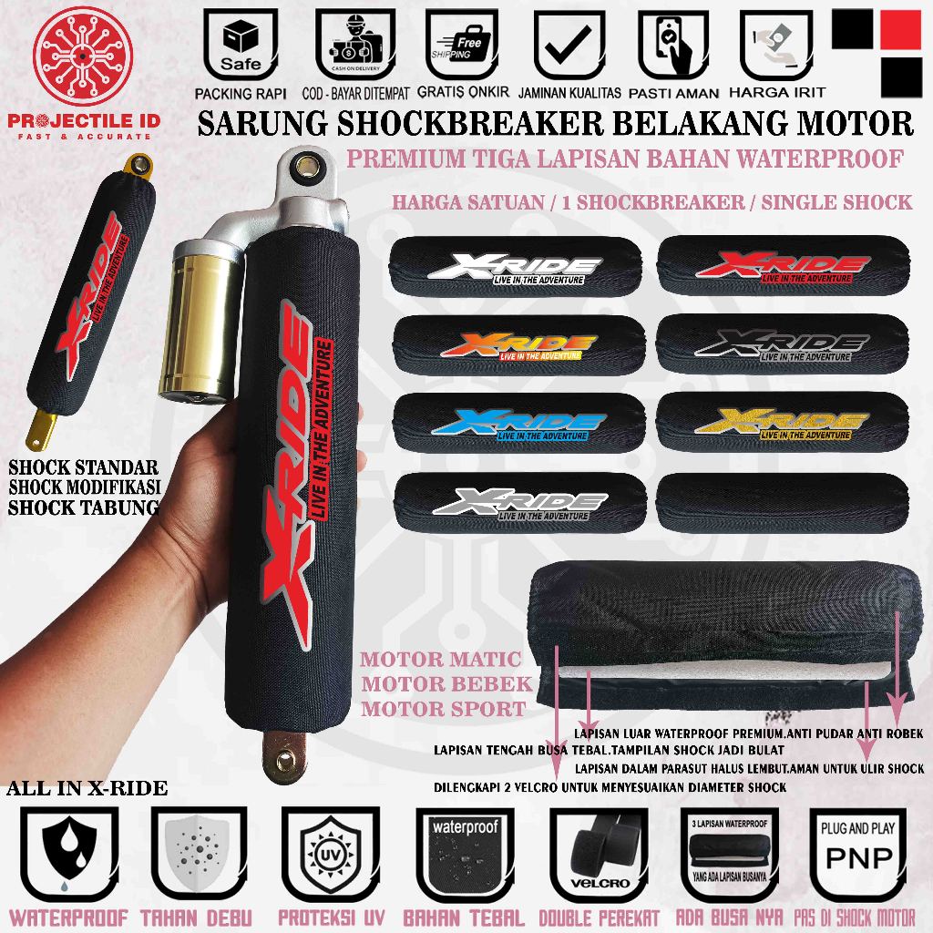 3L SARUNG SHOCK XRIDE COVER SOKBREKER X-RIDE PELINDUNG SHOCK BREAKER BELAKANG X RIDE 115 XRIDE 125 C