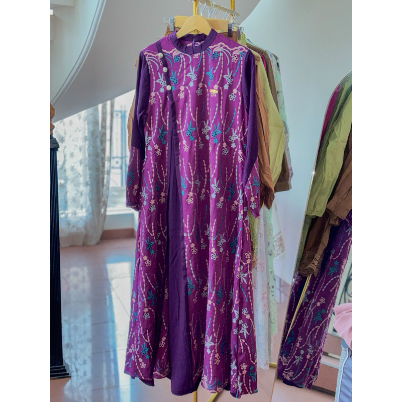 [SALE] Dress Katun Bolong Ungu Tua