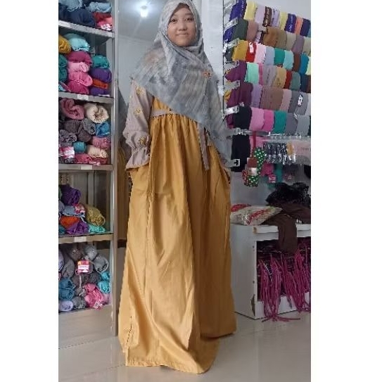 gamis dannis lingkar dada 87cm panjang gamis 140cm