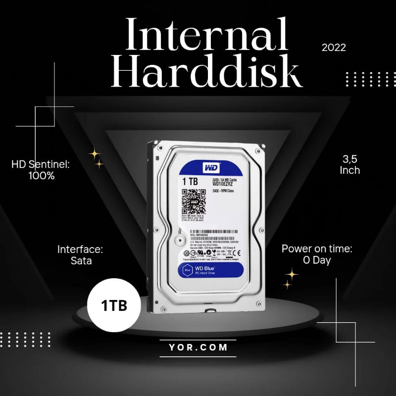 HARDISK 1TB WD BLUE 7200 RPM SATA 3,5" HDD INTERNAL 1TB FOR PC CPU COMPUTER 100%..