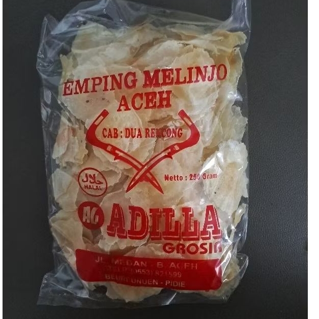 

250gram Emping melinjo aceh 250 gram cap dua rencong empeng Adilla emping mentah