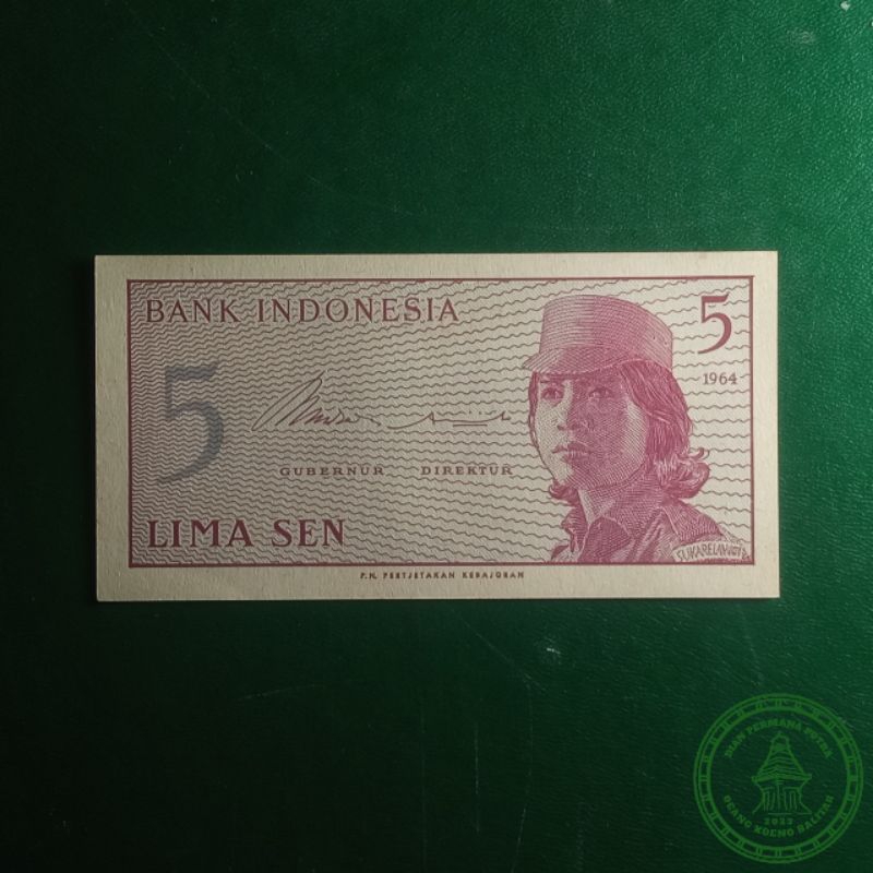 Uang Kuno 5 Sen Tahun 1964 (Uang ini sudah tidak berlaku, hanya untuk koleksi)