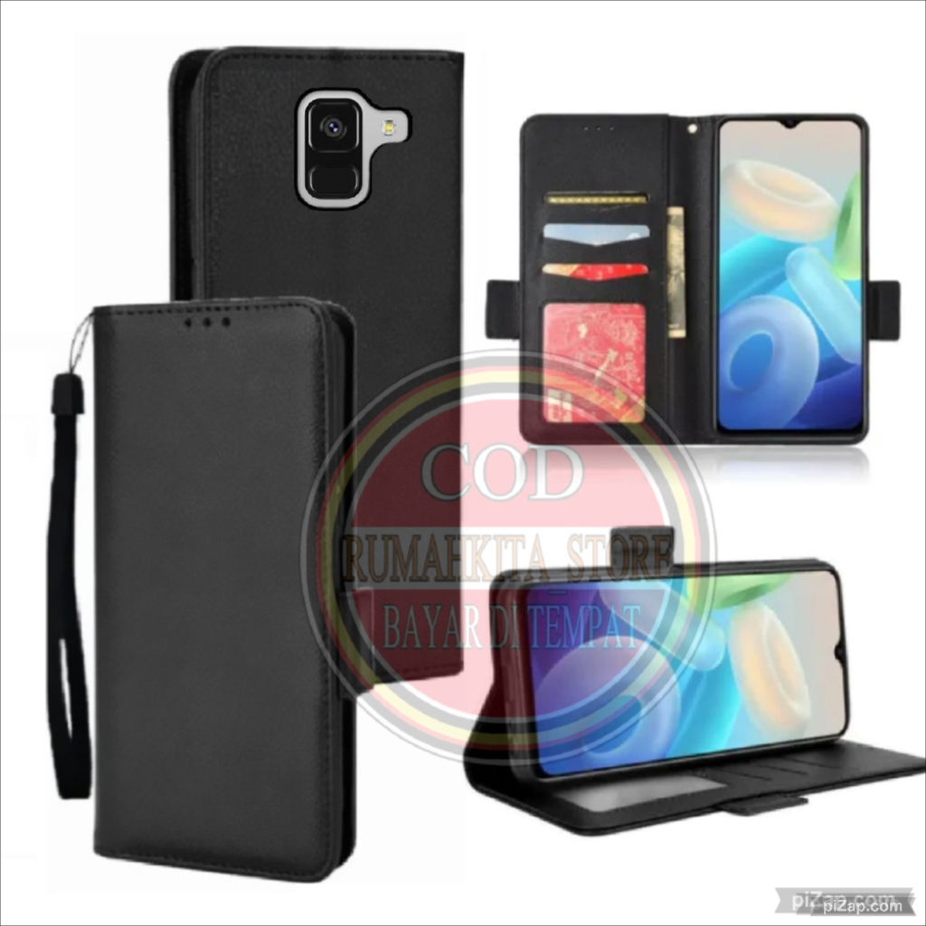 CASE HP SAMSUNG GALAXY A8 PLUS - CASING DOMPET-FLIP COVER LEATHER-SARUNG HP