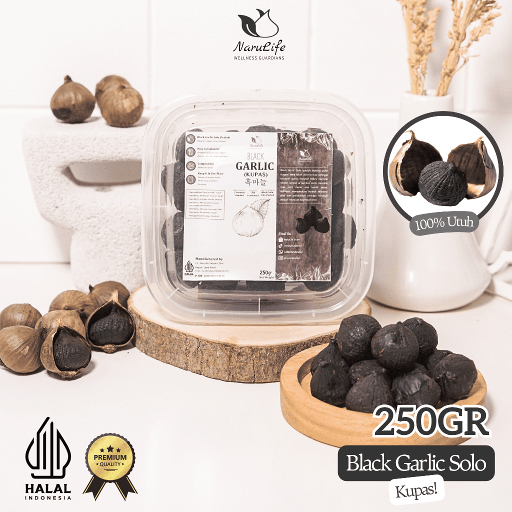 

Narulife Black Garlic Solo (Bawang Hitam KUPAS) 250gr | ORI 100% PREMIUM