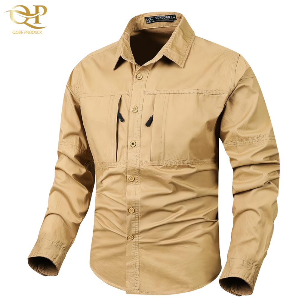 Kemeja Tactical Cream Lengan Panjang / Kemeja Tactical / Kemeja Pria / Kemeja Hitam / Kemeja Tactica