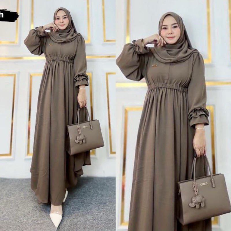 GAMIS SET KERUDUNG/GAMIS SET PASHMINA/GAMIS CRINKLE AIFLOW ADEM JUMBO GAMIS POLOS