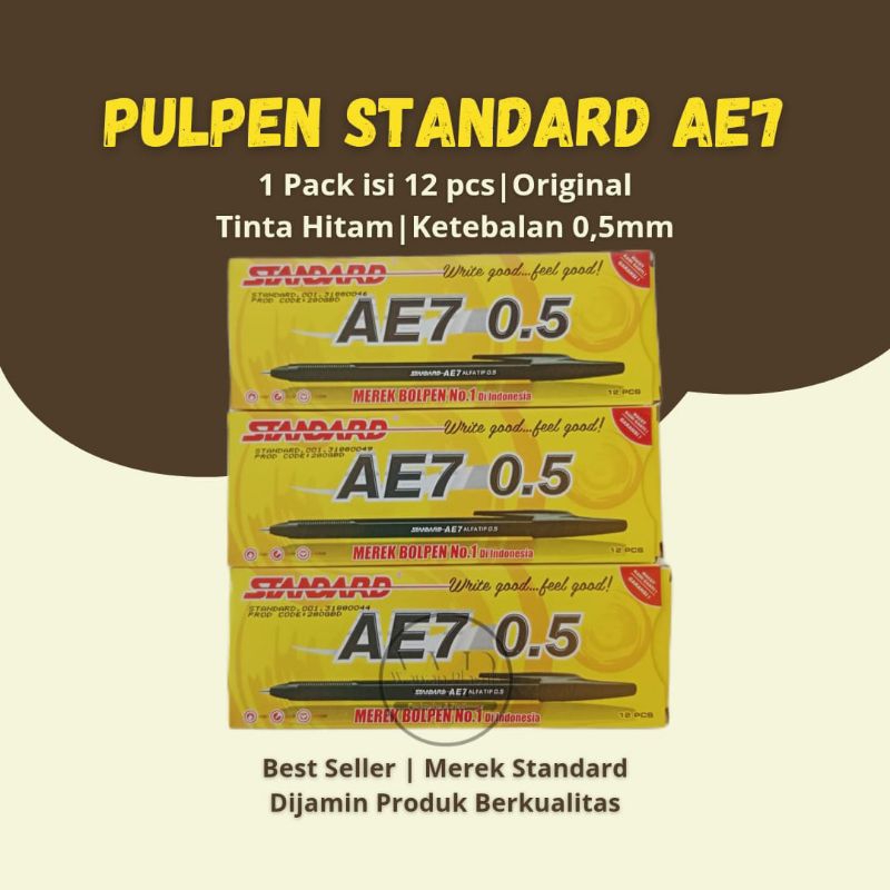 

(12 Pcs) Pulpen Standart AE7 Bolpoint Bulpen Hitam Murah