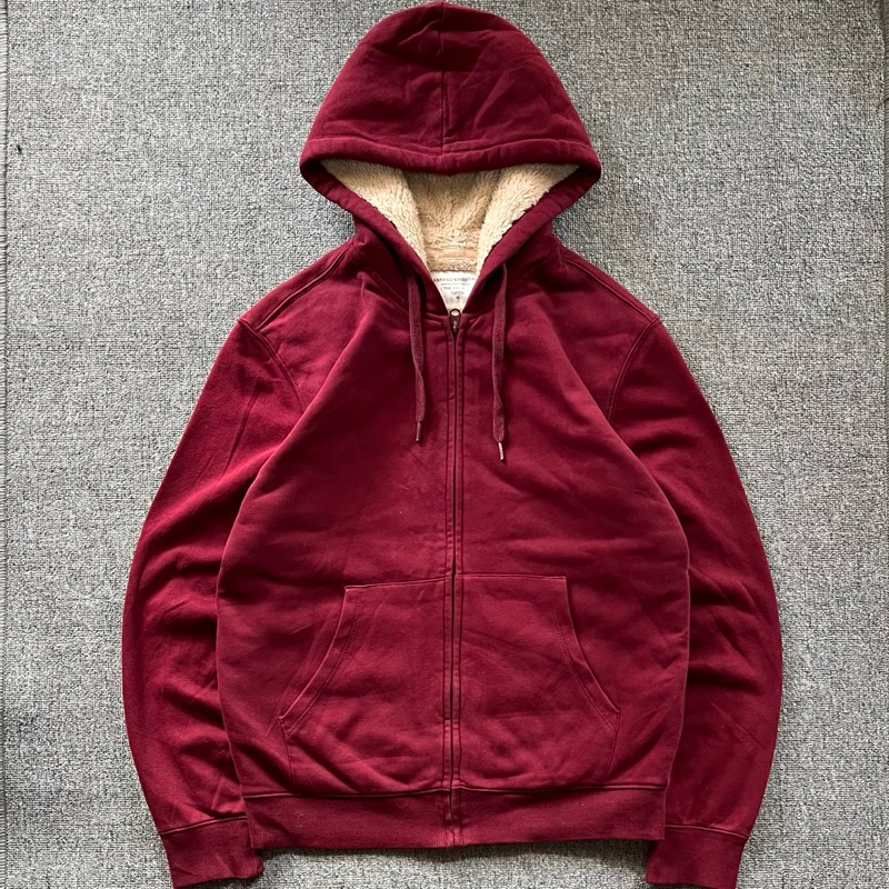 HOODIE ZIPPER REFINED ESSENTIAL BY HANGTEN BASIC ON MAROON