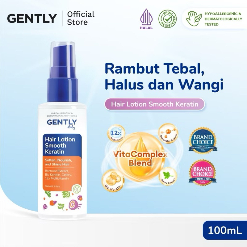 Gently Hair Lotion Smooth Keratin Penumbuh Melebatkan Rambut Anak dan Bayi - Hair Lotion Spray 100ml