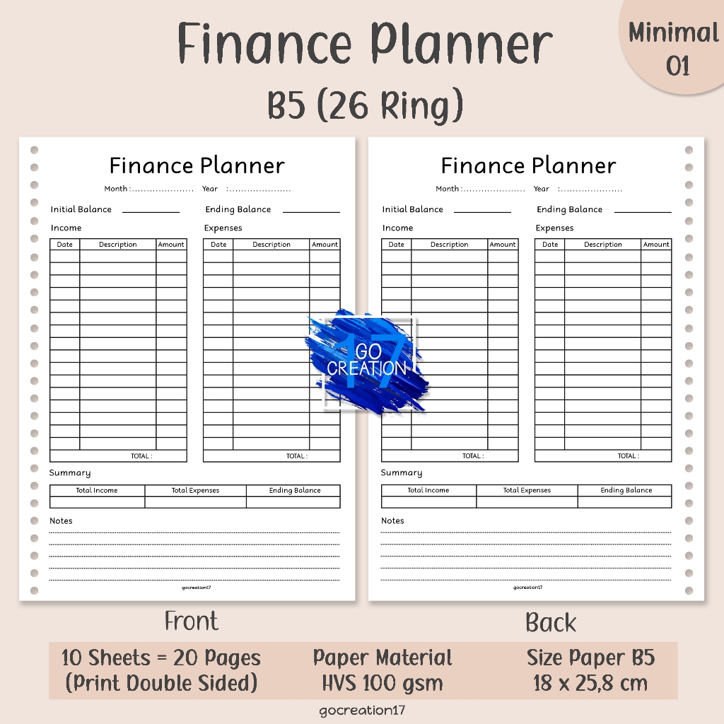 

Buku Planner Kertas Isi Binder Finance Plan Simple Minimalis B5