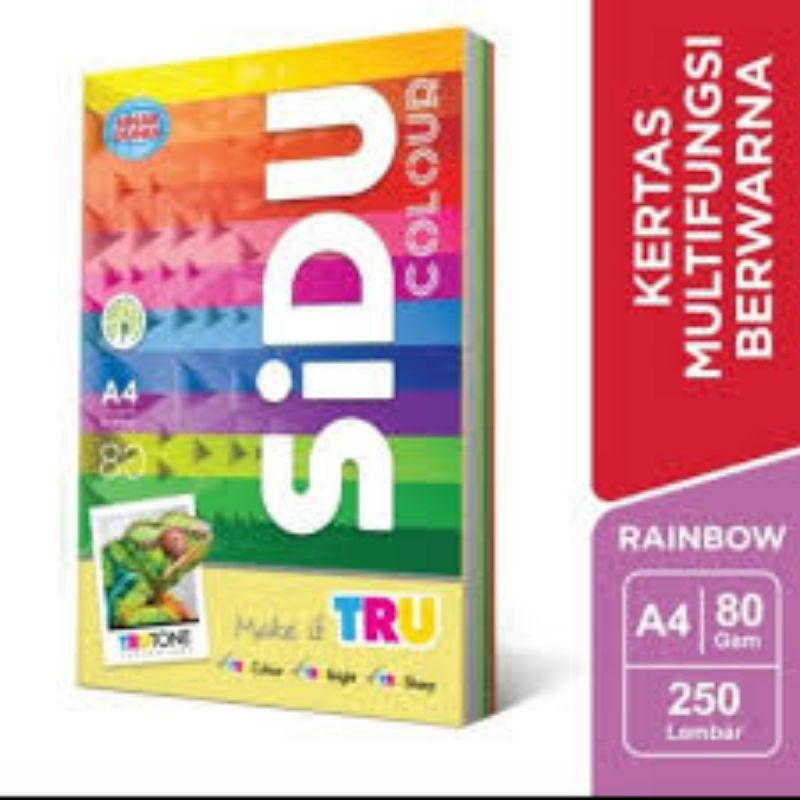 kertas hvs warna sidu 80 gr a4 per rim isi 500 lembar
