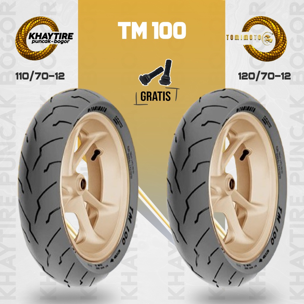 Ban Motor Vespa Matic TOMIMOTO 110/70-12 + 120/70 Ring 12 Tubeless