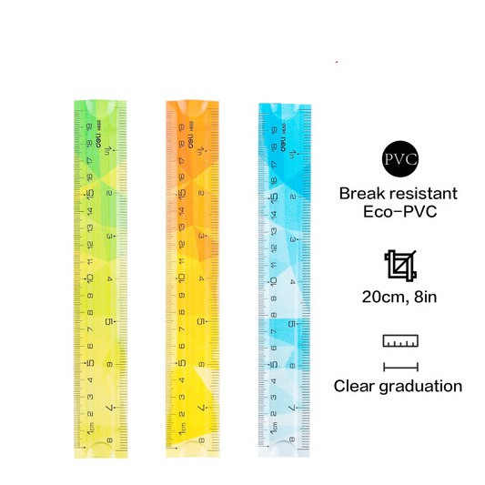 

PENGGARIS MISTAR FLEKSIBLE LENTUR 20 CM H-650 DELI ANTI PATAH FLEXIBLE RULLER