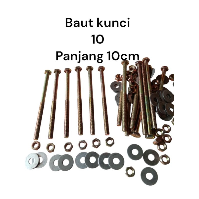 BAUT UKURAN KUNCI 10, panjang baut 10cm