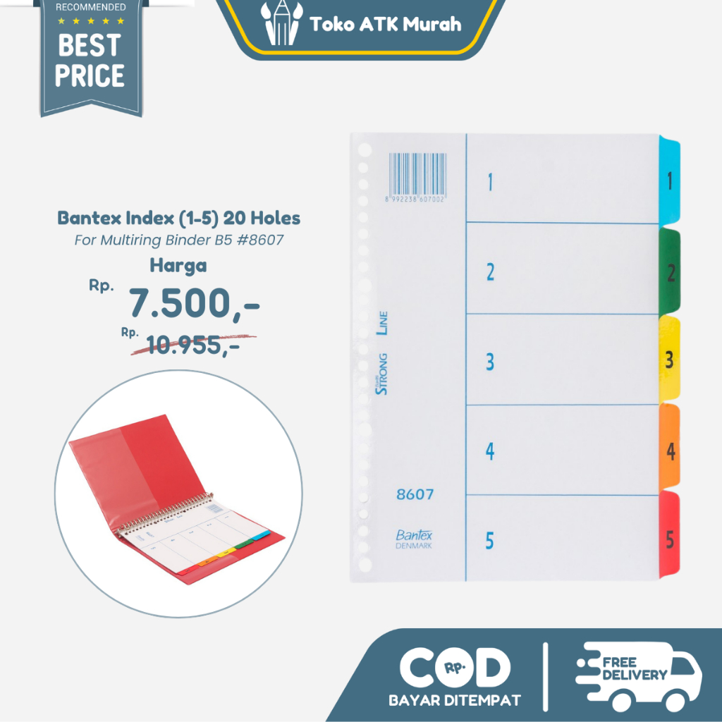 

Bantex Index (1-5) 20 Holes For Multiring Binder B5 #8607