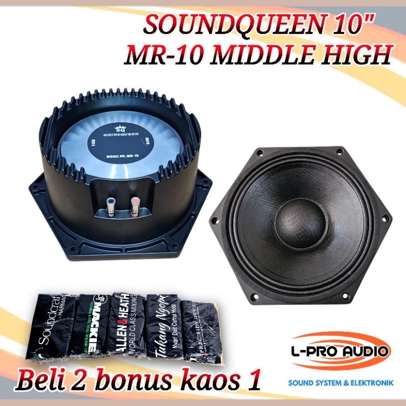 Speaker 10in SOUNDQUEEN ARRAY MR10 back vacum midlle high MR 10 MR-10 beli 2 bonus kaos sound