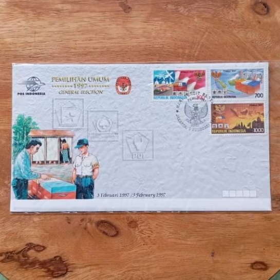 

amplop dan perangko original pos Indonesia hari terbit pertama seri PEMILIHAN UMUM TAHUN 1997