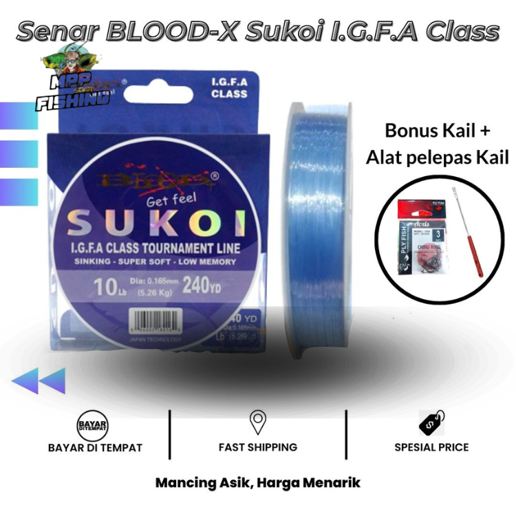 Senar Pancing Laut BLOOD-X Sukoi FluoroCarcon Coated