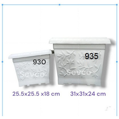 POT BUNGA PUTIH SEGI 935 GM / POT BUNGA BENTUK KOTAK
