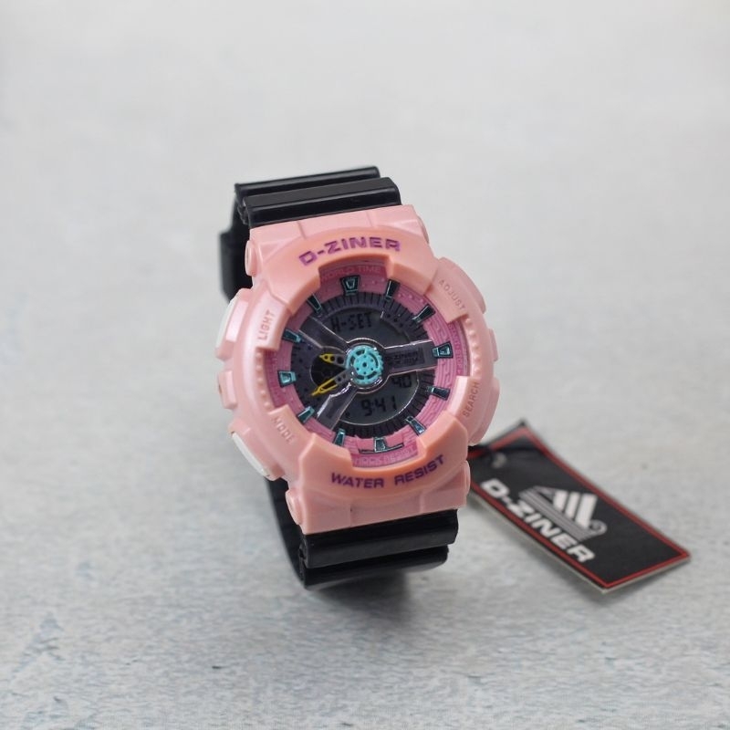 Jam Tangan Wanita D-Ziner 8066 Sport Dual Time Waterproof Original