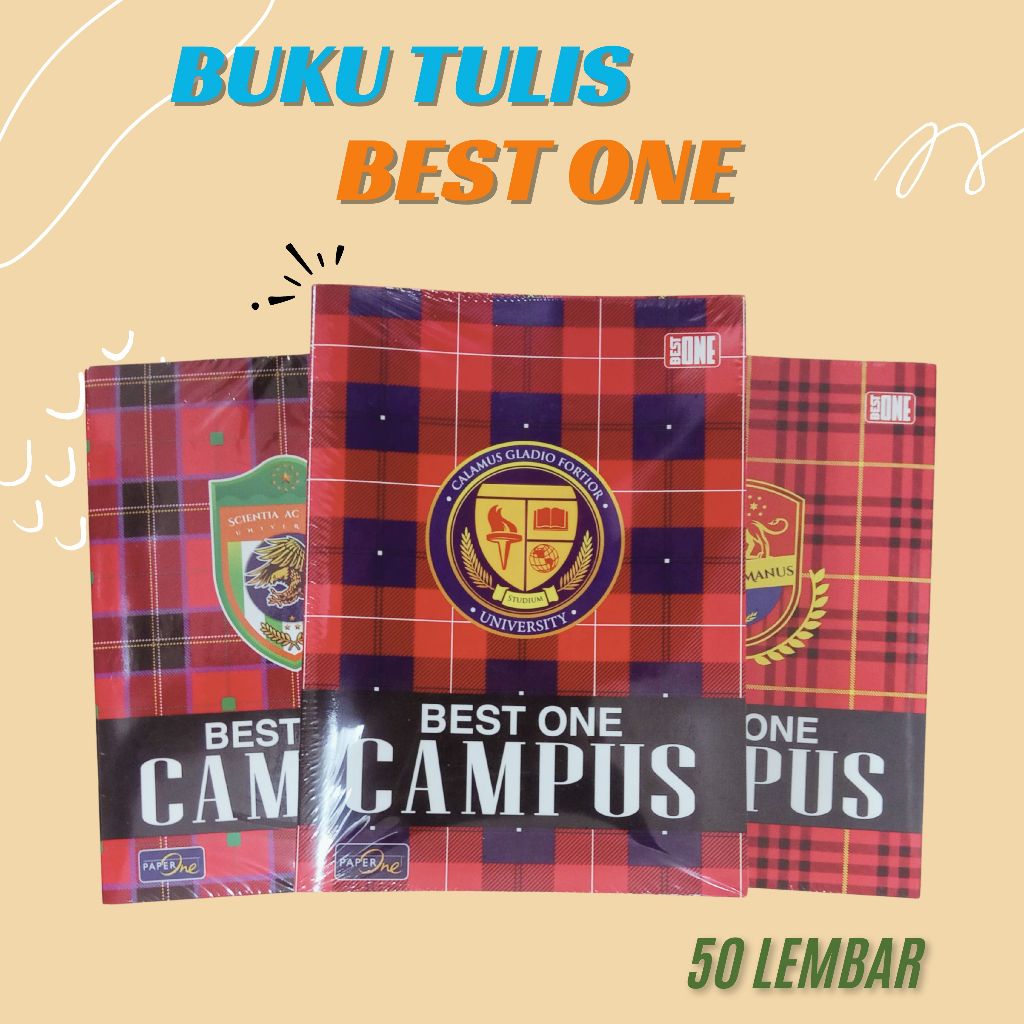 

Buku Tulis BEST ONE 50 Lembar Motif Campus 1 Pack isi 10 Buku
