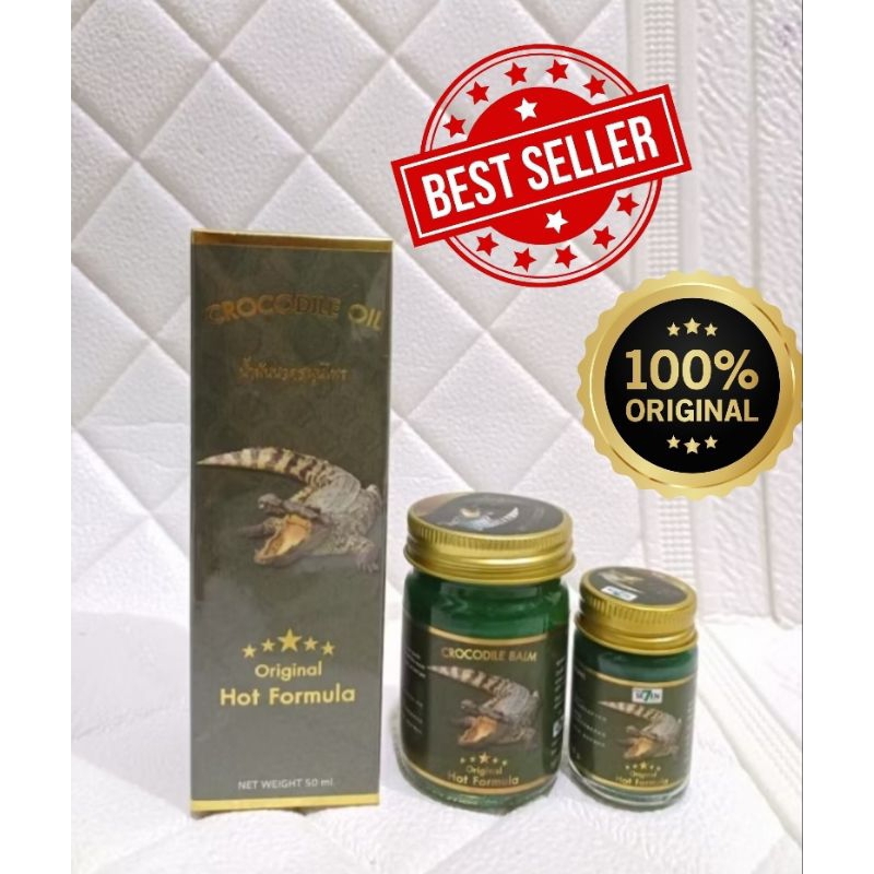 GREEN SEVEN CROCODILE OIL ORIGINAL HOT FORMULA 50 ML ORIGINAL THAILAND / MINYAK PIJAT PANAS