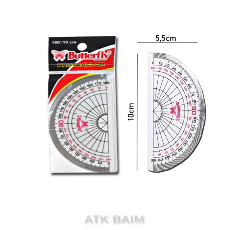 

Penggaris busur derajat butterfly 180/10 protractor