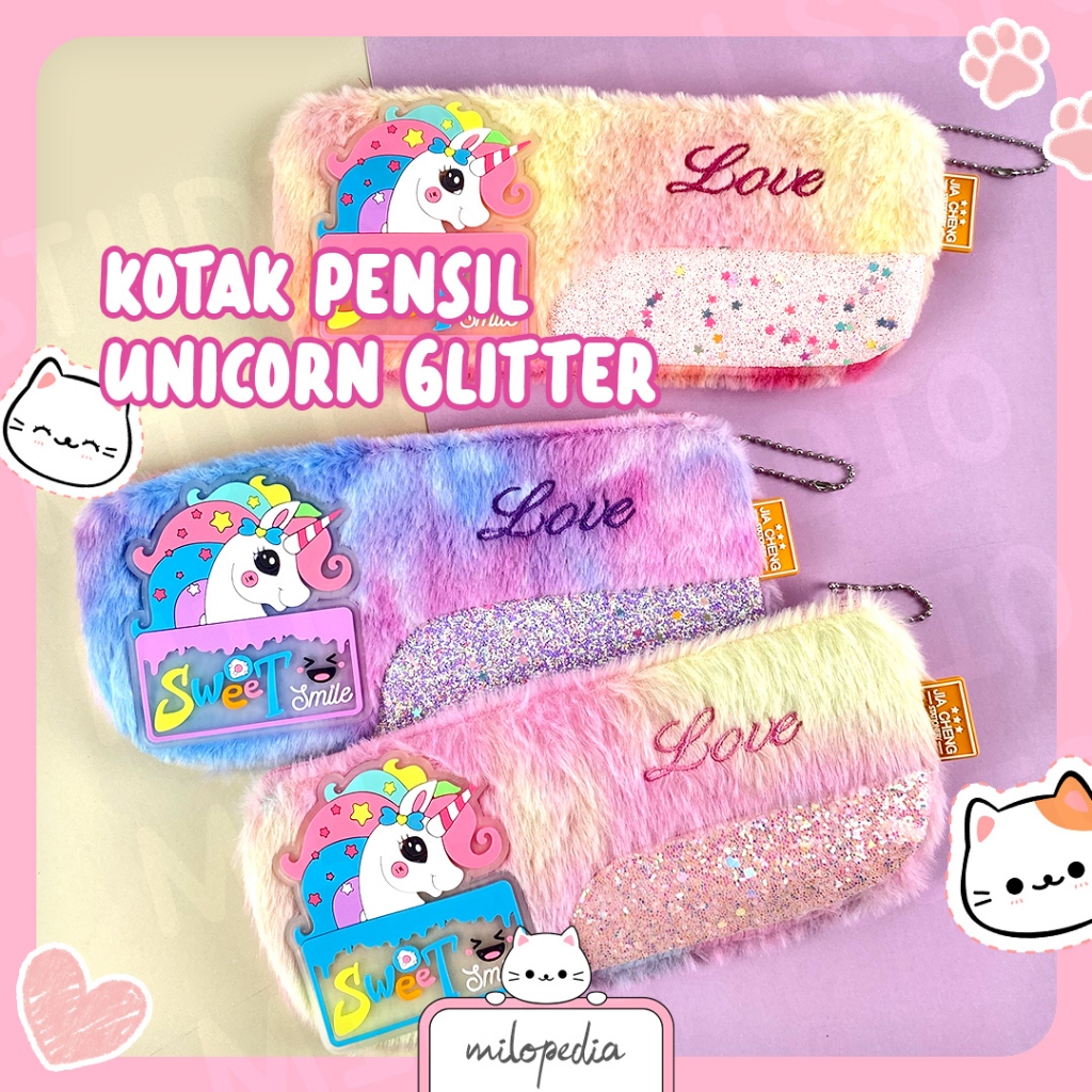 

KOTAK PENSIL KAIN BULU UNICORN GLITTER